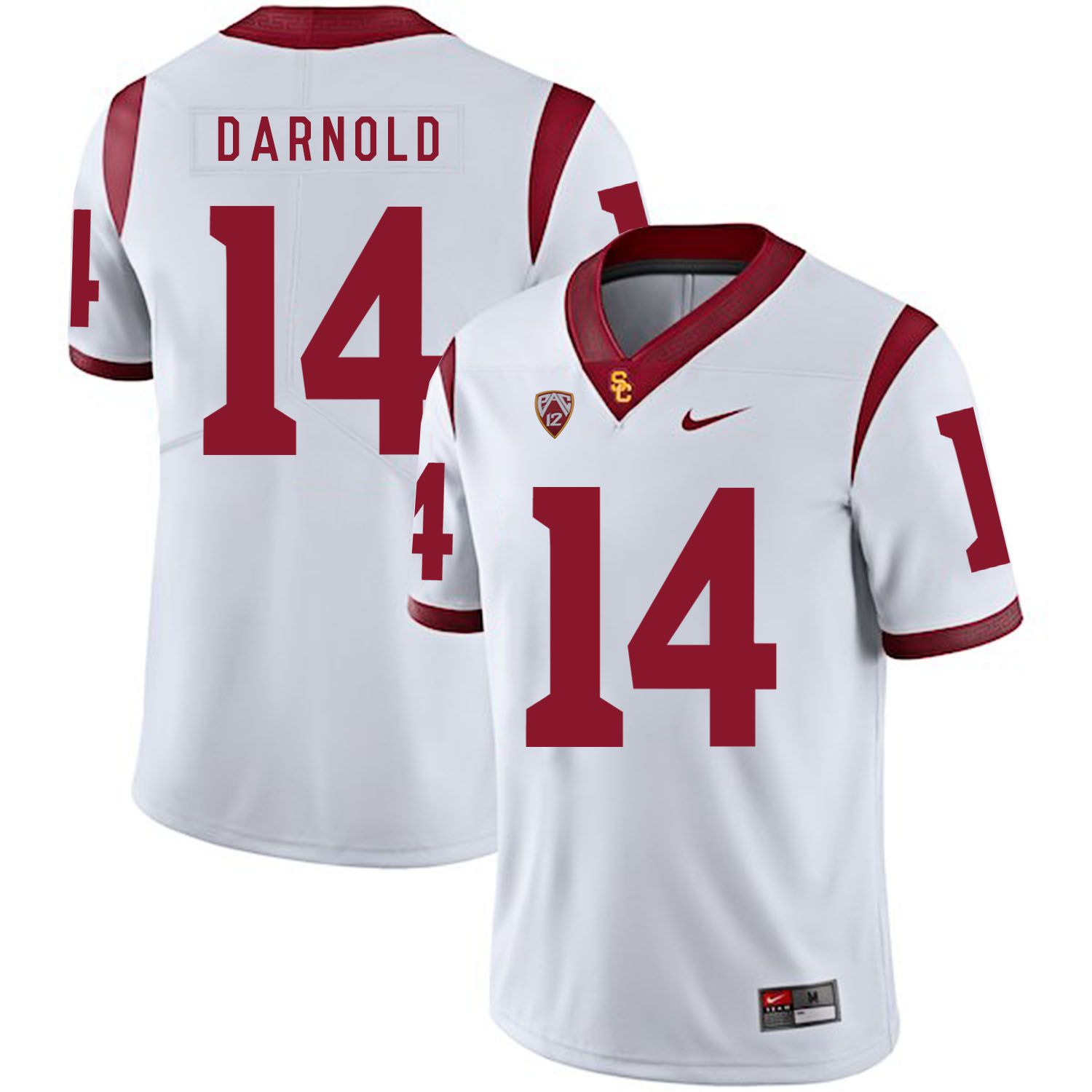 Men USC Trojans #14 Darnold White Customized NCAA Jerseys->customized ncaa jersey->Custom Jersey